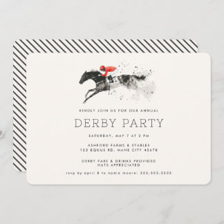 Modernes Rennpferd Derby Party Reitsport Einladung