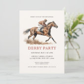 Modernes Rennpferd Derby Party Reitsport Einladung (Stehend Vorderseite)