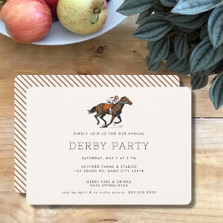 Modernes Rennpferd Derby Party Reitsport Einladung