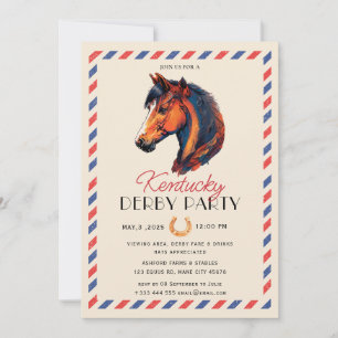 Modernes Rennpferd Derby Party Reitsport Einladung
