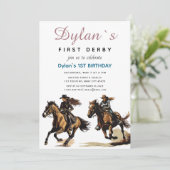 Modernes Rennpferd Derby Party Reitsport Einladung (Stehend Vorderseite)