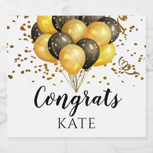 Modernes Rente Party Weißes und Goldweinetikett Schaumweinetikett (Einzelnes Label)