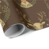 Modernes Rentier Folk Art Vintag Wrapping Paper Geschenkpapier (Rolleneckpunkt)