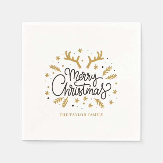 Modernes Rentier Frohe Weihnachts-Party Serviette (Vorderseite)