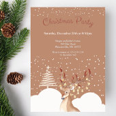 Modernes Rentier Weihnachts-Party Brown Einladung