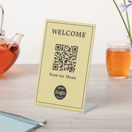 Modernes Restaurant Café Menü QR Code Business-Log Sockelschild (In SItu)