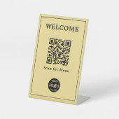 Modernes Restaurant Café Menü QR Code Business-Log Sockelschild (Vorderseite)