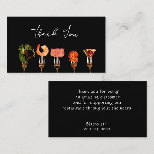 Modernes Restaurant Danke / Black Food Forts Visitenkarte (Vorne/Hinten)