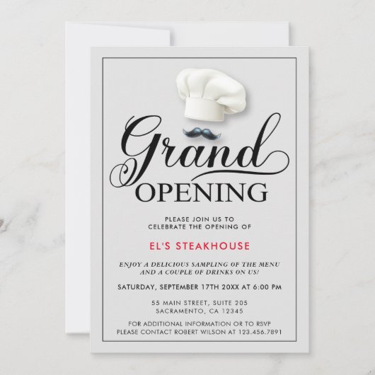 Modernes Restaurant Eröffnung Einladung (Vorderseite)