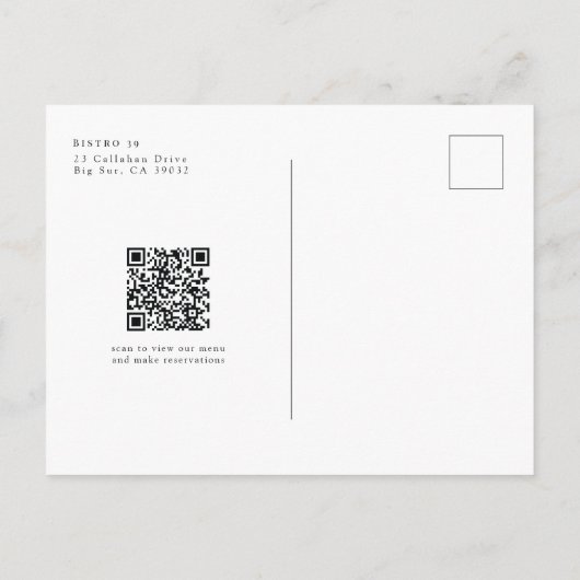 Modernes Restaurant Neue Veranstaltung Brasserie M Postkarte (Rückseite)