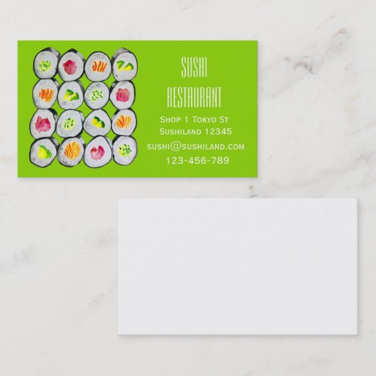 Modernes Restaurant Sushi oder Catering Business B Visitenkarte (Vorne/Hinten)