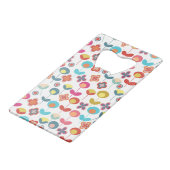 Modernes Retro-60er-70er-Blume-Muster aus dem Mitt Geldbeutel Flaschenöffner (Vorderseite Schrägansicht)