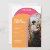 Modernes Retro 70er Arch Foto Einladung Hochzeit (Vorderseite)