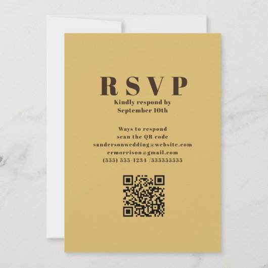 Modernes Retro 70er Burnt Orange QR Code Wedding Einladung (Rückseite)