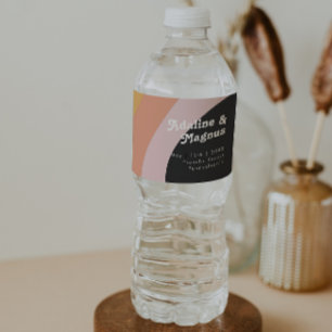 Modernes Retro 70er Jahre Rainbow Dark Water Flasc Wasserflaschenetikett