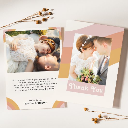 Modernes Retro 70er Jahre Rainbow Flat Foto Dankeskarte