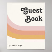 Modernes Retro 70er Jahre Rainbow Guest Book Sign Poster (Vorne)