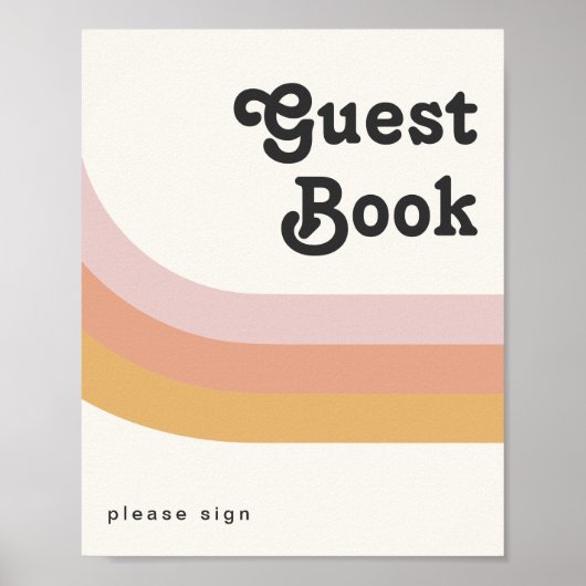 Modernes Retro 70er Jahre Rainbow Guest Book Sign Poster (Vorne)