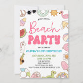 Modernes Retro 70er Jahre Summer Birthday Beach Pa Einladung (Vorderseite)