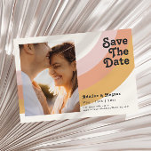 Modernes Retro 70er Rainbow Foto Horizontal Save The Date