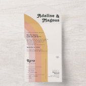 Modernes Retro 70er Rainbow Siegel und Senden All In One Einladung (Innen Boden)