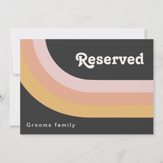 Modernes Retro 70er Regenbogen Dunkles Vorbehaltsz (Rückseite)