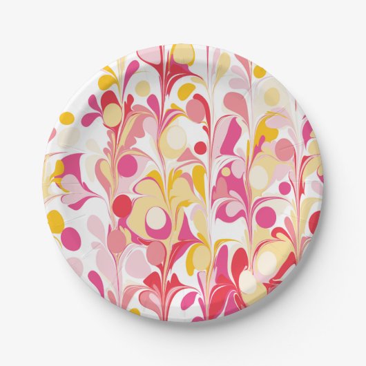 Modernes Retro-Abstrakt rosa Pappteller (Vorderseite)