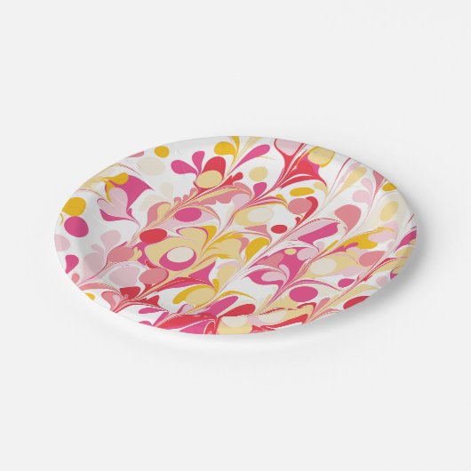 Modernes Retro-Abstrakt rosa Pappteller (Schrägansicht)