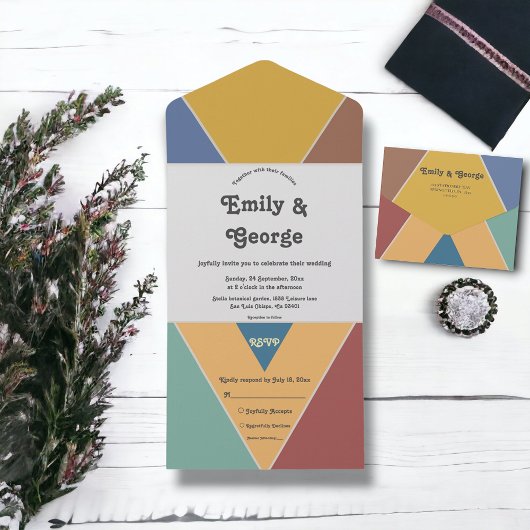 Modernes Retro-Ambiente All In One Einladung