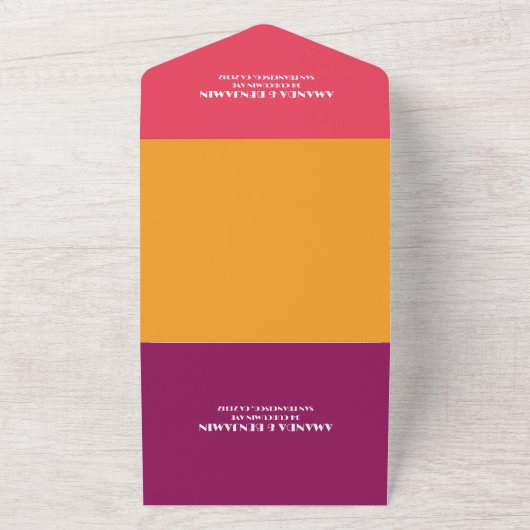 Modernes Retro-Ambiente in einer Hochzeitsfeier All In One Einladung (Außenbereich)