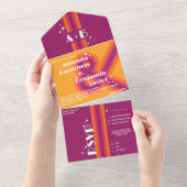 Modernes Retro-Ambiente in einer Hochzeitsfeier All In One Einladung (Abreißen)