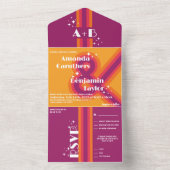 Modernes Retro-Ambiente in einer Hochzeitsfeier All In One Einladung (Innen Boden)