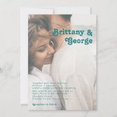 Modernes Retro | Aquamarine Hochzeit des verblasst Einladung (Vorderseite)