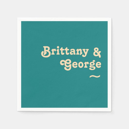 Modernes Retro | Aquamarine Hochzeit Napkins Serviette (Vorderseite)