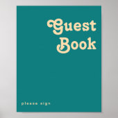 Modernes Retro | Aquamariner Gast Book Sign Poster (Vorne)