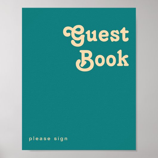 Modernes Retro | Aquamariner Gast Book Sign Poster (Vorne)