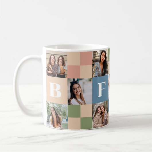 Modernes Retro-BESTE FREUNDINNEN Foto-Prüfbrett-Mu Kaffeetasse (Links)