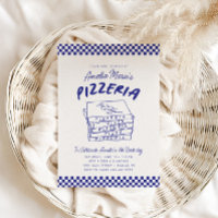 Modernes Retro Blue Pizzeria Pizza Party