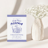 Modernes Retro Blue Pizzeria Pizza Party Einladung