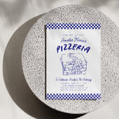 Modernes Retro Blue Pizzeria Pizza Party Einladung