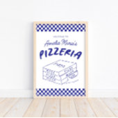 Modernes Retro Blue Pizzeria Pizza Party Poster