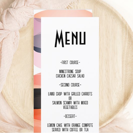Modernes Retro Bold und Edgy Wedding Menu Menükarte