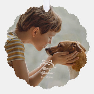 Modernes Retro Bows Foto Weihnachten Ornament Karte