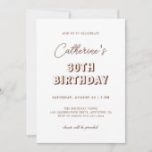 Modernes Retro Brown 30. Geburtstag Party Einladung (Vorderseite)