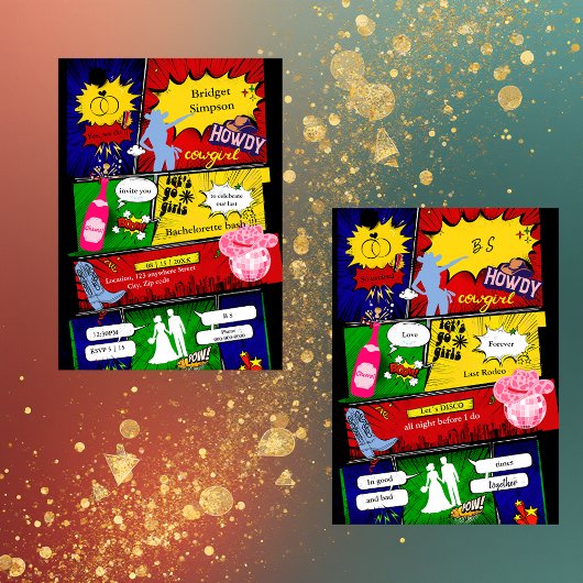 Modernes Retro Comic Bachelorette Cowgirl