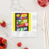 Modernes Retro Comic Bachelorette Cowgirl Serviette (Beispiel)