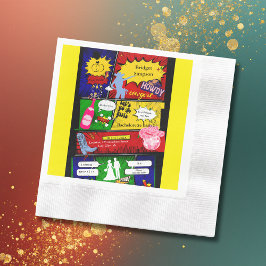 Modernes Retro Comic Bachelorette Cowgirl Serviette