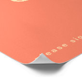 Modernes Retro | Coral Guest Book Sign Poster (Ecke)