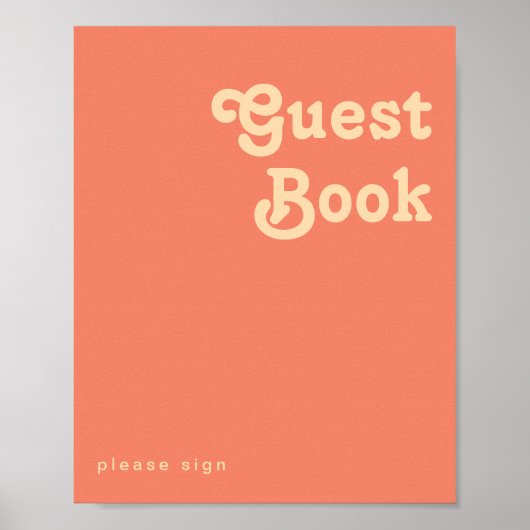 Modernes Retro | Coral Guest Book Sign Poster (Vorne)