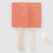 Modernes Retro | Coral Wedding Program Hand Fan Fächer (Vorne und Hinten)